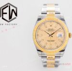 Swiss Grade Copy Rolex Datejust ii 3235 Two Tone Oyster Gold Fluted Motif Dial 41mm